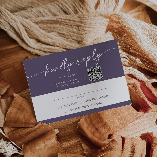 Boho Chic Plum Lila Mail In och QR-kod OSA Kort (Skapare uppladdad)