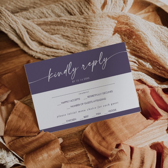 Boho Chic Plum Lila Menu Choice OSA kort (Skapare uppladdad)