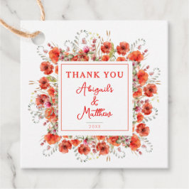 Boho Chic Poppy Flowers Bröllop Tack Gåvor Etiketter