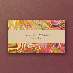 Boho Chic Rainbow Guld Grunge Swirling Abstrakt Visitkort