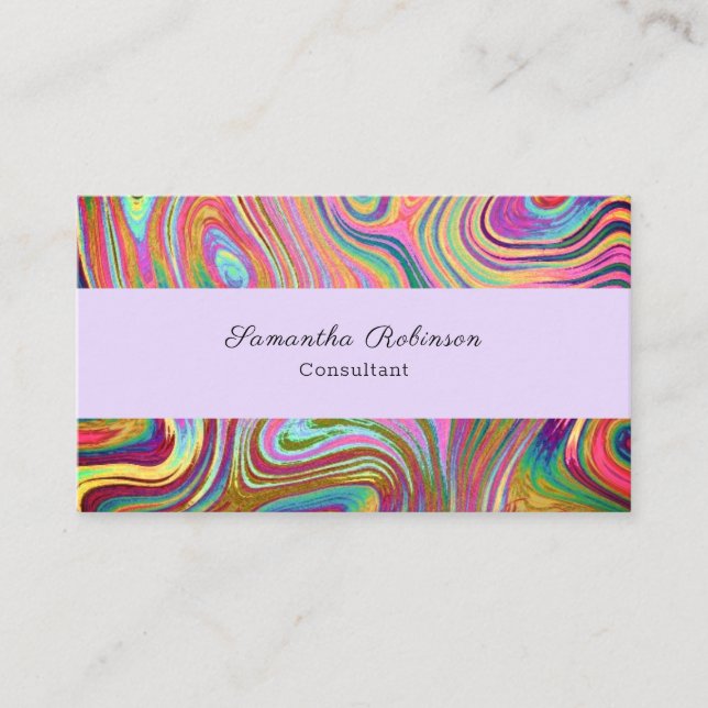 Boho Chic Rainbow Lavender Swirling Abstrakt Visitkort (Framsida)