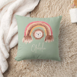 Boho Chic Rainbow Lejonare Baby Namn Sage Kudde