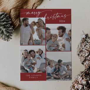 Boho Chic Red Julafton Photo Unik jul Julkort