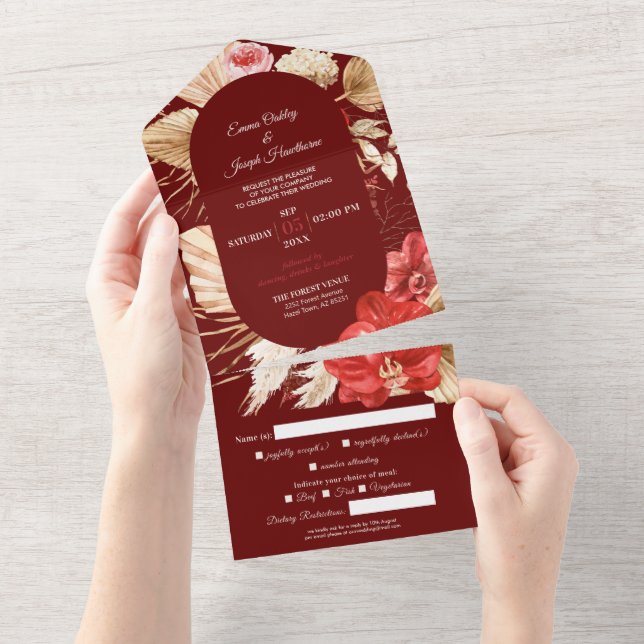 Boho chic Red orchid fall personligt bröllp (Avrivbar del)