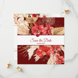 Boho chic Red orchid fall personligt bröllp Spara Datumet