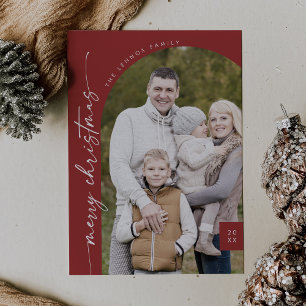 Boho Chic Red Photo Modern God jul Julkort