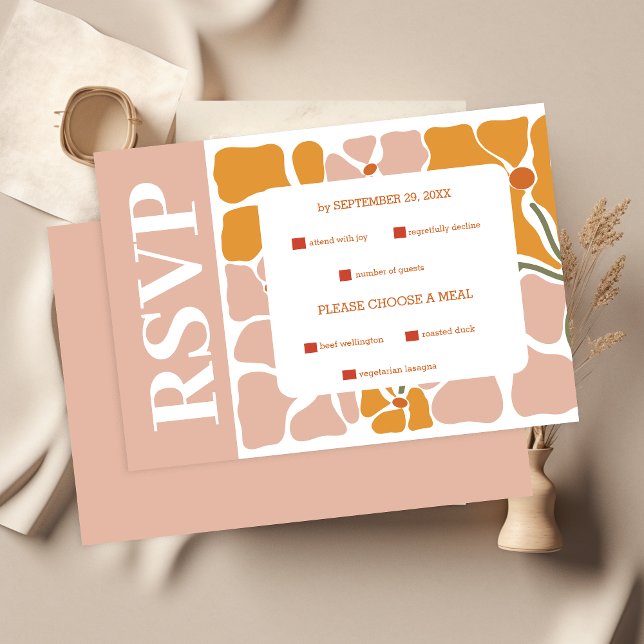 Boho Chic Retro Blommig Bröllop OSA Kort (Skapare uppladdad)