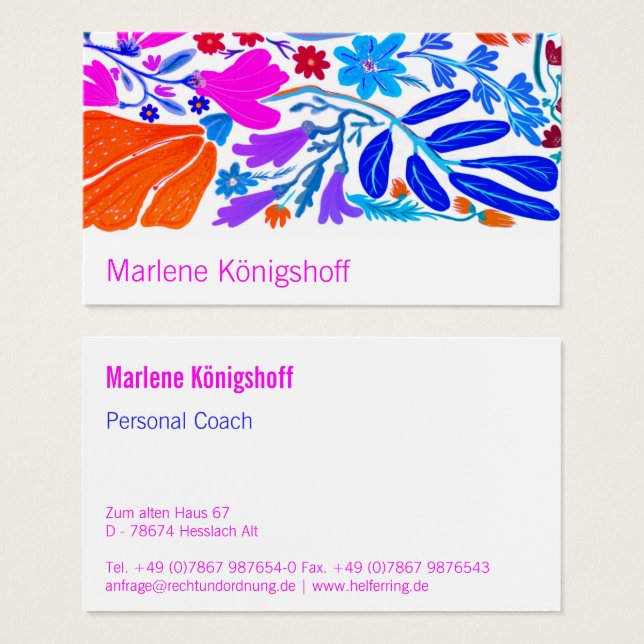 Boho Chic Retro Blommig Handgjord Mönster   Visitkort (Framsida & baksida)