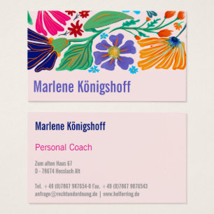 Boho Chic Retro Blommig Handgjord Mönster Visitkort