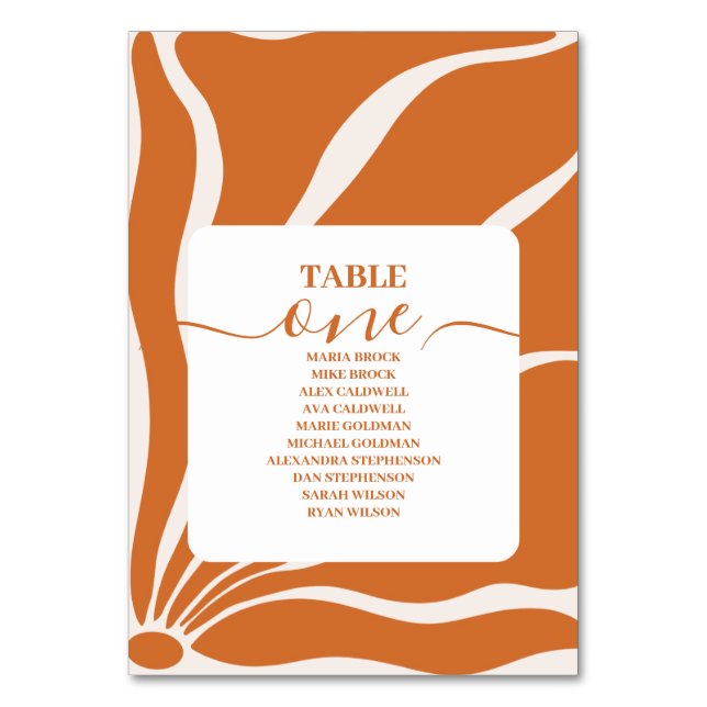 Boho Chic Retro Blommigt Bröllop Bordsnummer (Framsidan)