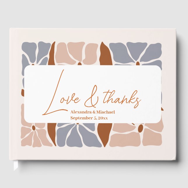 Boho Chic Retro Blommigt Bröllop Gästböcker (Framsida)