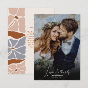 Boho Chic Retro Blommigt Bröllop Photo Tack Kort