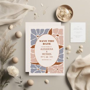 Boho Chic Retro Blommigt Bröllop Spara Datumet