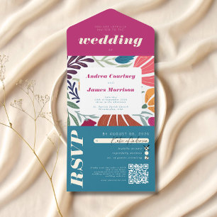 Boho Chic Retro Bright Blommigt Colorful Bröllop