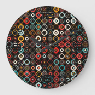 Boho Chic Retro Clock Color Circle Art Stor Klocka