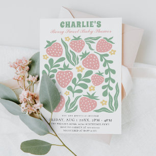 Boho Chic Retro Färgglad Jordgubbs Baby Shower Inbjudningar