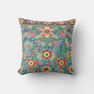 Boho Chic Retro Oriental Blommigt Kudde