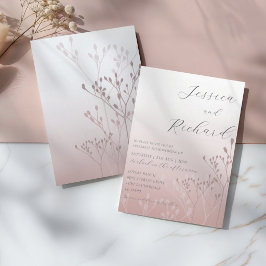 Boho Chic Ro Guld Botaniska Bröllop Inbjudningar
