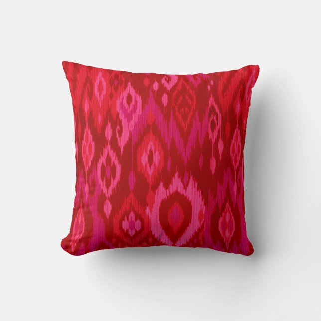 Boho chic röd rosa fuchsia Ikat stam- Tapestry Kudde (Framsida)