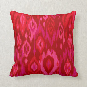 Boho chic röd rosa fuchsia Ikat stam- Tapestry Kudde