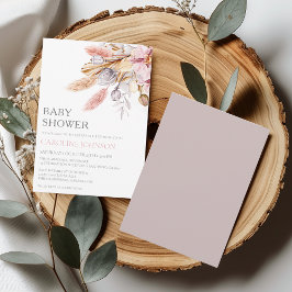 Boho Chic Rosa Blommigt Pampas Grass Baby Shower Inbjudningar