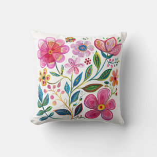 Boho Chic Rosa Flower Dekorativ kudde