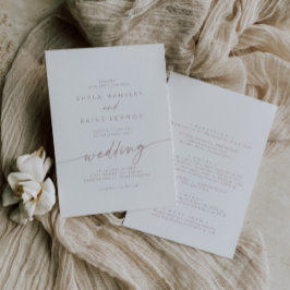 Boho Chic Rosa Front and Back Bröllop Inbjudningar