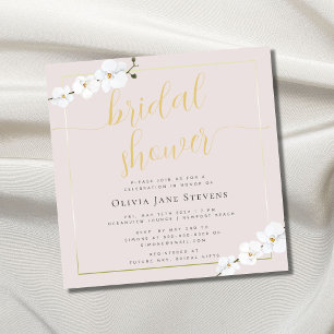 Boho Chic Rosa Guld Ram Orchids Möhippa Inbjudningar