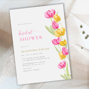Boho Chic Rosa Gult Tulips Vår Möhippa Inbjudningar
