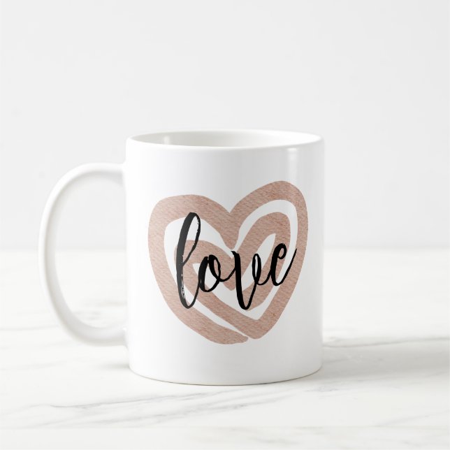 Boho Chic  Rosa Heart Kärlek Coffee Mugg (Vänster)