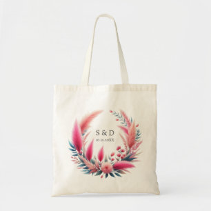 Boho Chic Rosa Pampas Bröllop Tygkasse