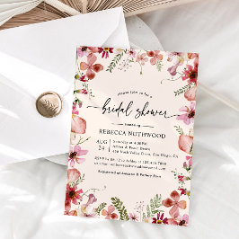 Boho Chic Rosa Peach Inbjudningskort för möhippan