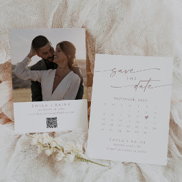 Boho Chic Rosa QR-kodsfotokalender Spara Datumet