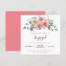 Boho Chic Rosa ros Engagerade skriptBlommigt i Inbjudningar