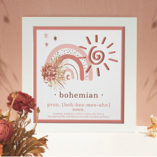 Boho Chic Rosa Sol Definition av regnbåge Poster