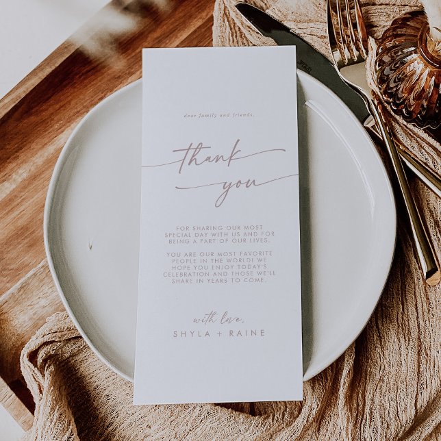 Boho Chic  Rosa Tack Place Card Meny (Skapare uppladdad)
