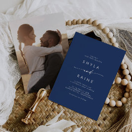 Boho Chic Royal Blue Avslappnad Photo Bröllop Inbjudningar