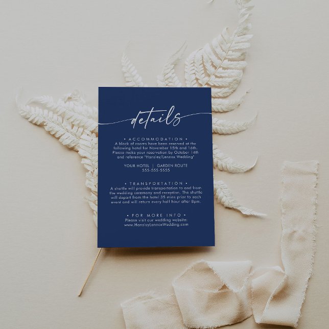 Boho Chic Royal Blue Bröllopsdetaljer Tilläggskort (Skapare uppladdad)