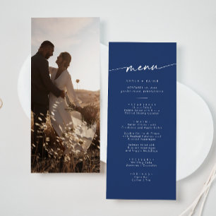 Boho Chic Royal Blue Foto Bröllop Meny