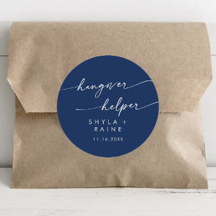 Boho Chic Royal Blue Hangover Helper Favor Runt Klistermärke