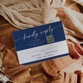 Boho Chic Royal Blue Mail In och QR-kod OSA Kort