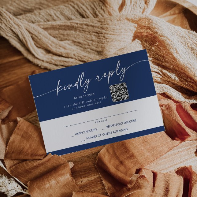 Boho Chic Royal Blue Mail In och QR-kod OSA Kort (Skapare uppladdad)