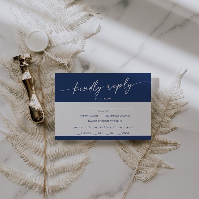 Boho Chic Royal Blue Menu Choice Bröllop OSA Card (Skapare uppladdad)