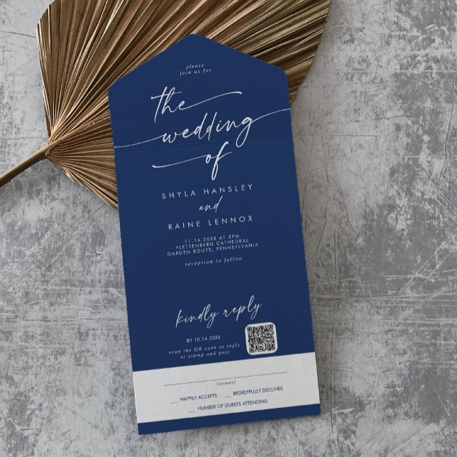 Boho Chic Royal Blue QR Code Mail i Bröllop (Skapare uppladdad)