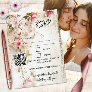 Boho Chic Rustic Rosa Blommigt OSA kort
