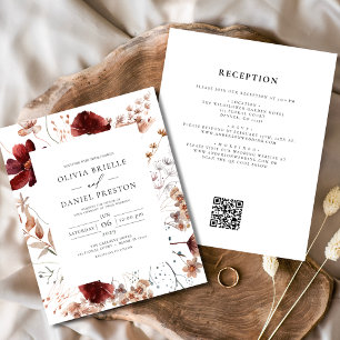 Boho Chic Rustic Wildblombröllopsinbjudan Flygblad