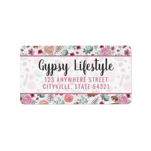 Boho Chic Rustik Fjäder Pil Vattenfärg Bohemisk Adressetikett (Framsidan)