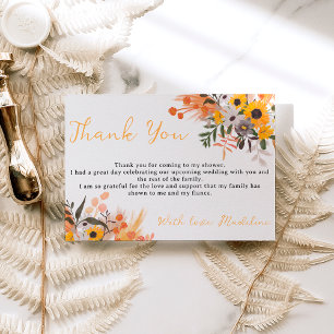 Boho chic rustik orange solblommor möhippa tack kort