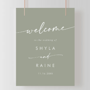 Boho Chic Sage Grönt DIY Bröllop Välkomsttecken Poster