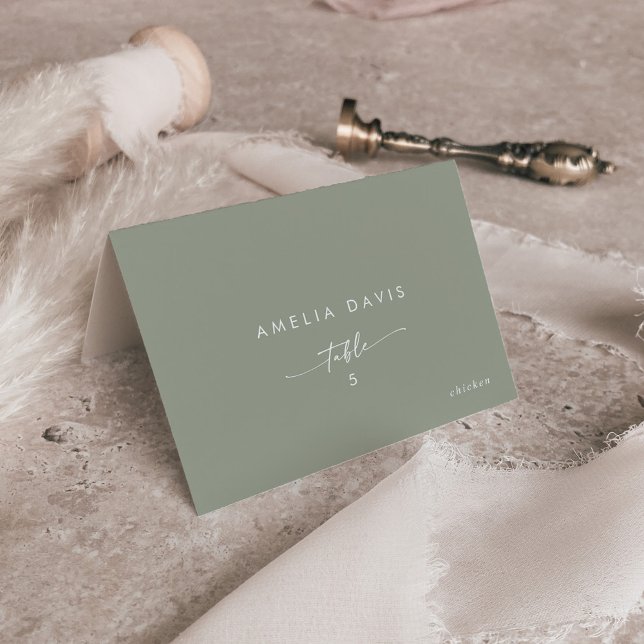 Boho Chic Sage Grönt Guest Namn Place Cards Bordsnummer (Skapare uppladdad)